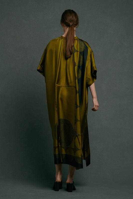 Robe Athena - Kaki/Noir - Soie - Femme