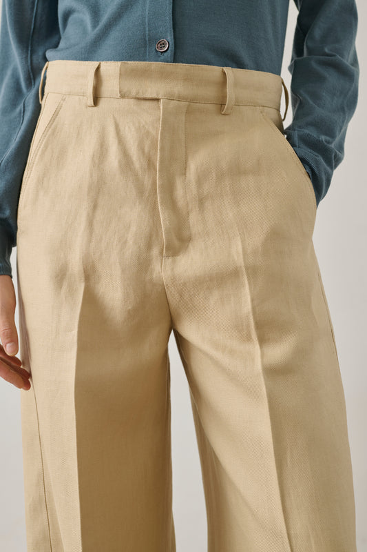 Pantalon Hippolyte - Beige Poudre - Lin - Femme