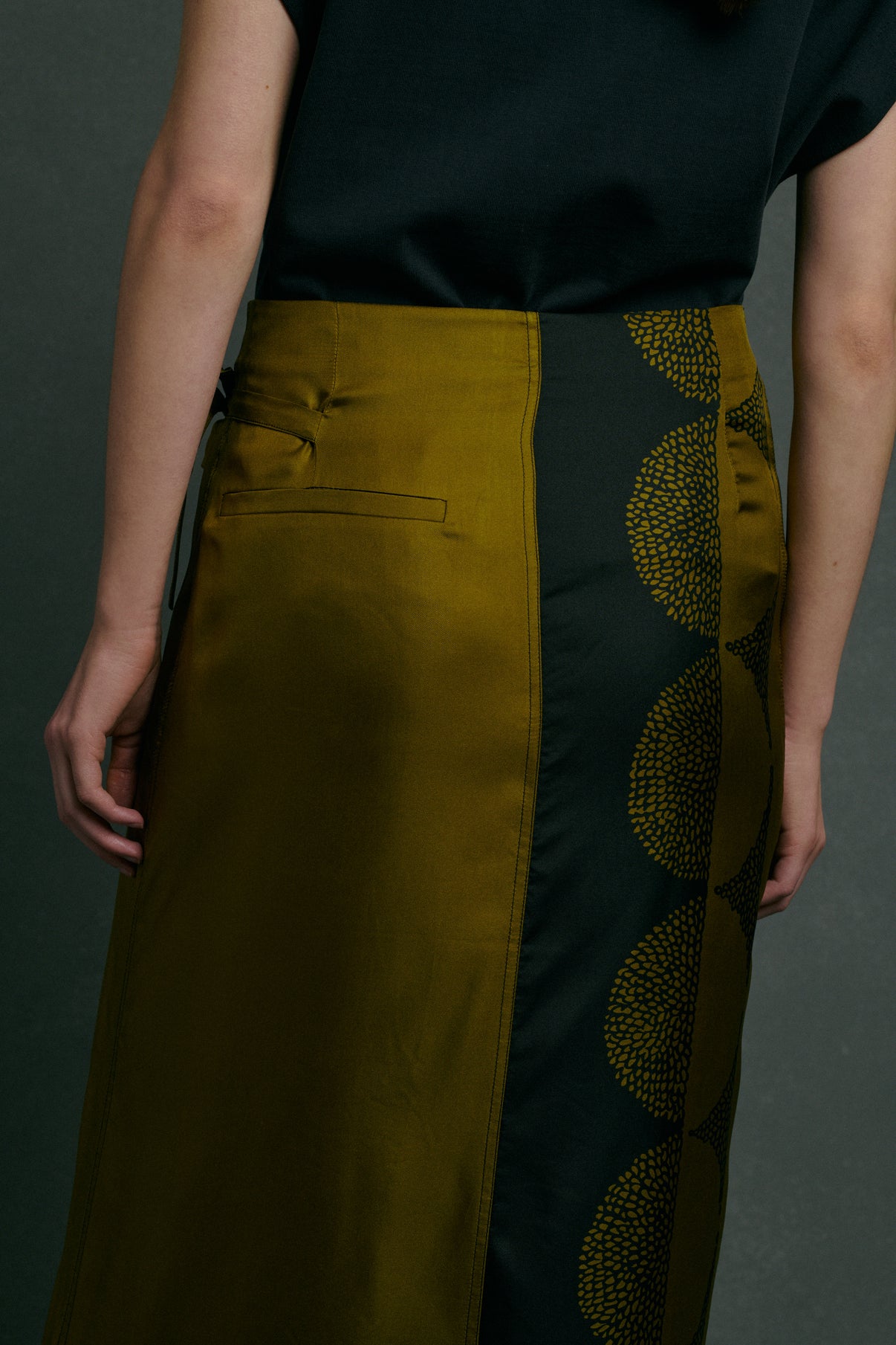 Jupe Tensi - Kaki/Noir - Soie - Femme vue 3