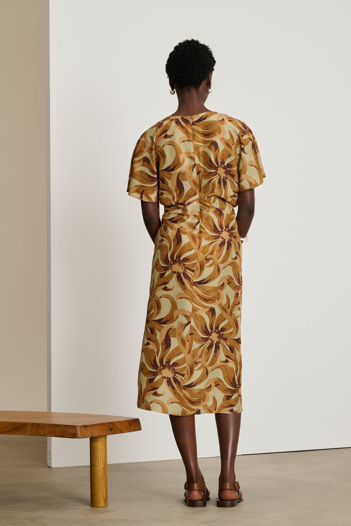 Robe Ella - Orange/Argile - Soie - Femme vue 3