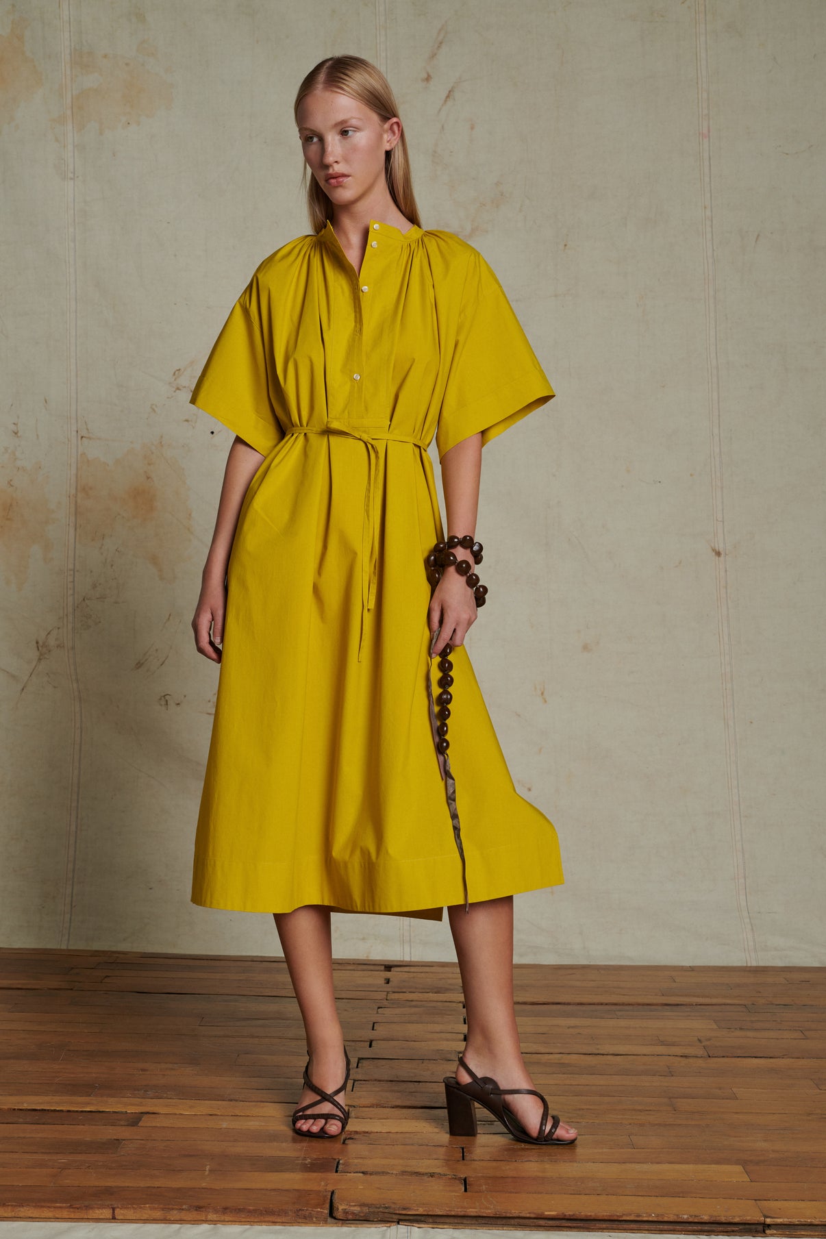 Robe Athena - Jaune Doré - Coton - Femme vue 3