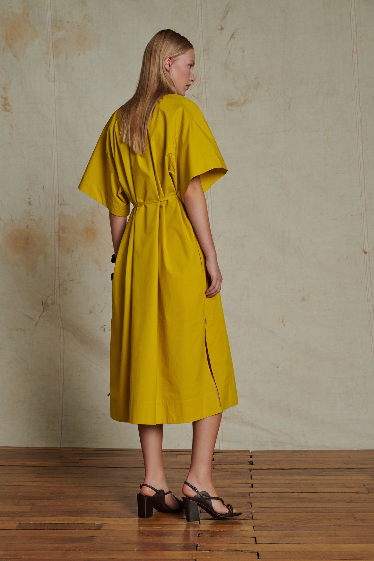 Robe Athena - Jaune Doré - Coton - Femme vue 4