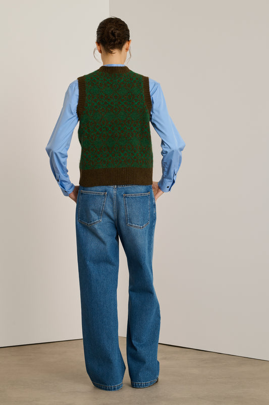 Pull Namaste - Marron/Vert - Laine - Femme