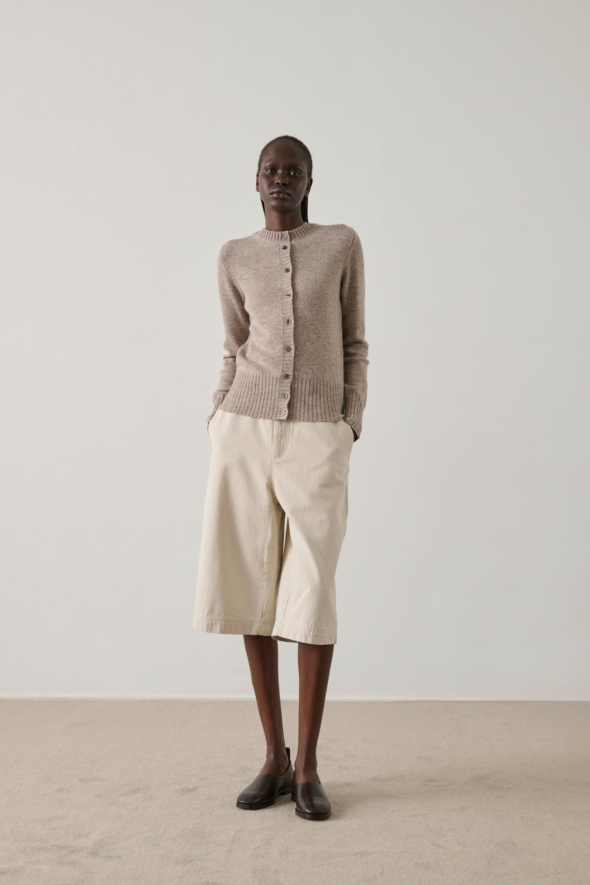 Cardigan Fugu - Beige - Laine mérinos - Femme vue 1